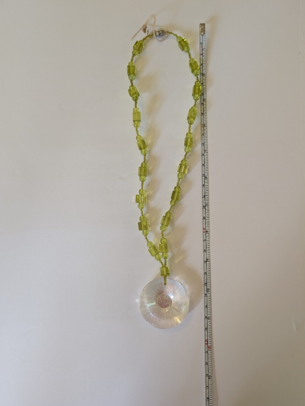 Peridot Green Crystal Chain Necklace With Large Sun Catcher Crystal Pendant - Picture 2 of 3